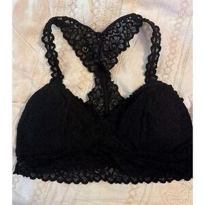 So Intimates Black Lace Padded‎ Racerback Bralette, Medium